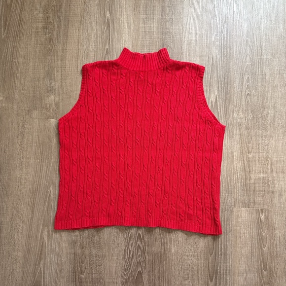 Vintage Villager Sport Ramie Cotton Blend Red Cable Knit Mockneck Vest Size XL - Picture 2 of 9